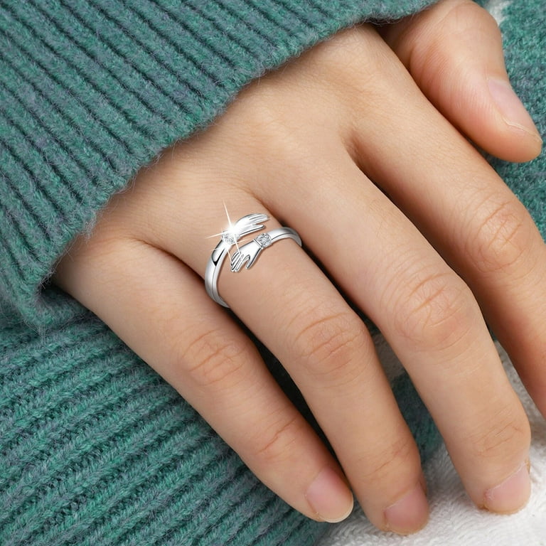 Couple Hug Real Silver Hug Ring Jewelry Silver Hug Rings Always - Main Image