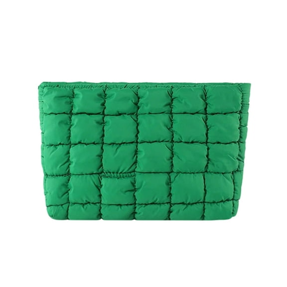 Solid Color Checkered Down Cosmetic Bag - Versatile, Stylish, and Practical Makeup Organizer for Travel, Shopping, and Daily Use