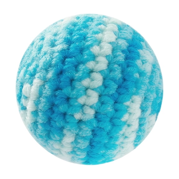 Cat Toy, Handmade Crochet Blue Mixed Yarn Ball with Built-in Bell, 1 Pack, Interactive Chewing Biting Play Toy for Indoor Domestic Cats Kitten