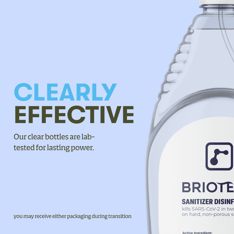 bac water 120ml Briotech Sanitizer Disinfectant, 32 fl oz, Kills SARS-CoV-2 2 min