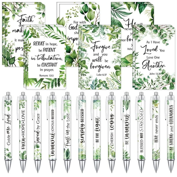 Colarr Christian Journal & Pen Set Greenery, 12 cuadernos y 12 bolígrafos