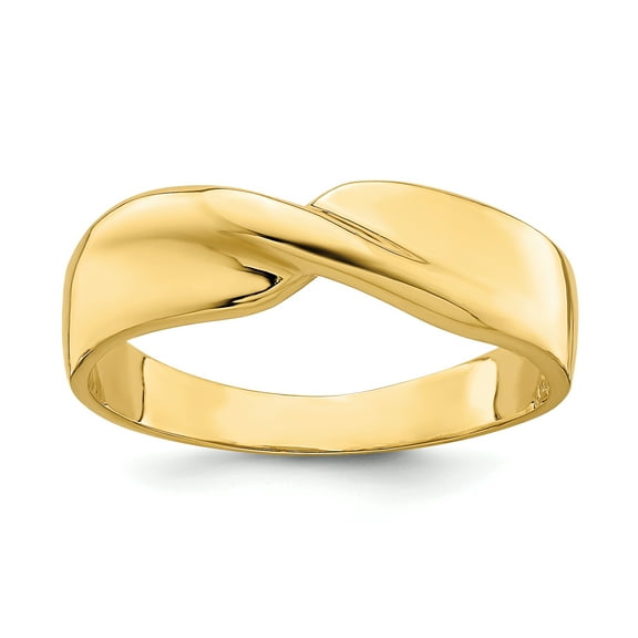 14k Yellow Gold Solid Polished Single Ridge Band Ring
