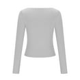 thumbnail image 4 of GigrtiJin U-Neck Tops for Womens Fashion Casual Long-Sleeved Solid Color Shirts Comfy Slim Fall Basic Blouses, 4 of 5