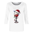 thumbnail image 4 of Pisexur T-Shirts de Noël pour Femmes Décontractés pour les Fêtes, Blouses Imprimées Verre de Vin Rouge, Col Rond, Manches 3/4, Chandails Mode d'Automne, 4 of 4