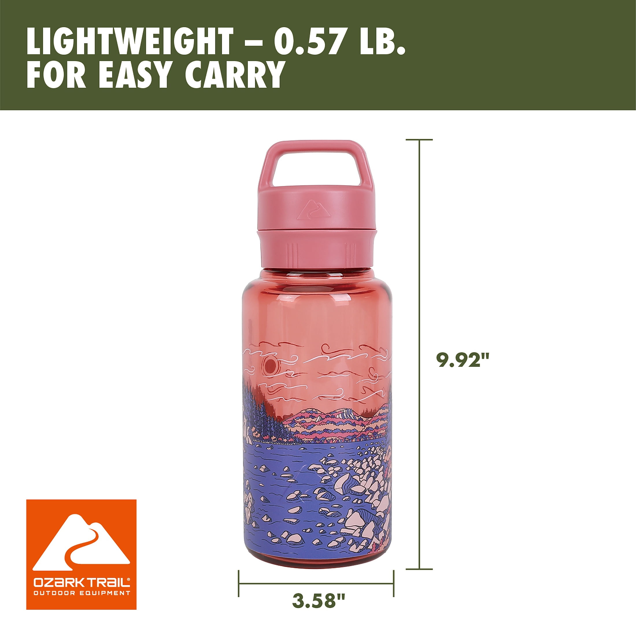Ozark Trail 32 oz Tritan Water Bottle with Chug Cap, Granite Coast
