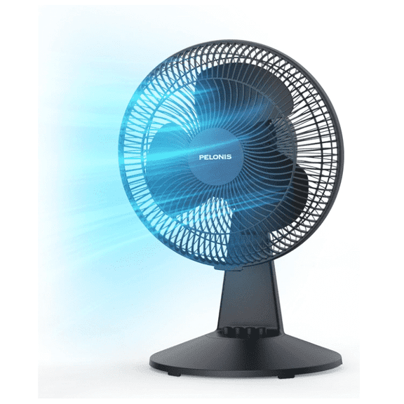 PELONIS Table Fan 12-Inch, 120° Oscillating Table Fan, 3-Speeds, Black