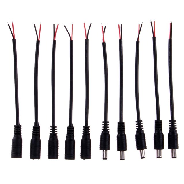 Conectores de CC de 10x5 piezas con hebilla de bloqueo Adaptador de conector hembra macho de 5,5 * 2,1 mm