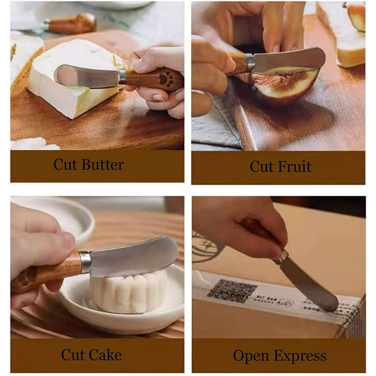 1PC Cute Standing Butter Knife,Bear Paws Painted Wooded Handle Fruit Jam  Condiment Corn Peanut Butter Spreading Knife 