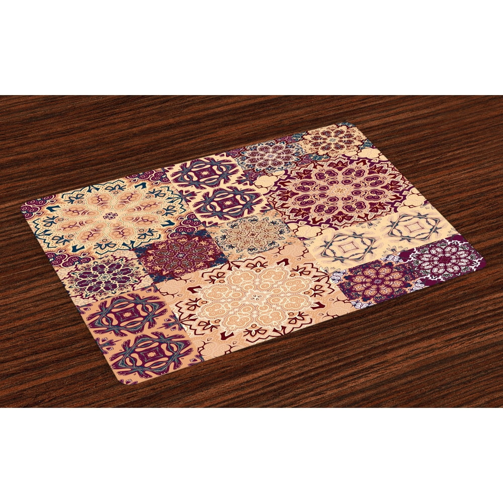Moroccan Placemats Set of 4 Large Set of Colorful Vintage Ceramic Tiles