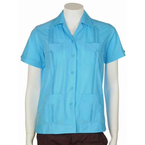 Guayabera shirt for women basic style polycotton SIZE:3X COLOR:TQB