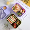 thumbnail image 3 of Fiambrera Bento para niños, niñas, estudiantes de dibujos animados, Kawaii, lindo, calentado, 3 cuadrículas, sándwich, bocadillo, caja de comida, cantina especial, almacenamiento de alimentos, 3 of 5