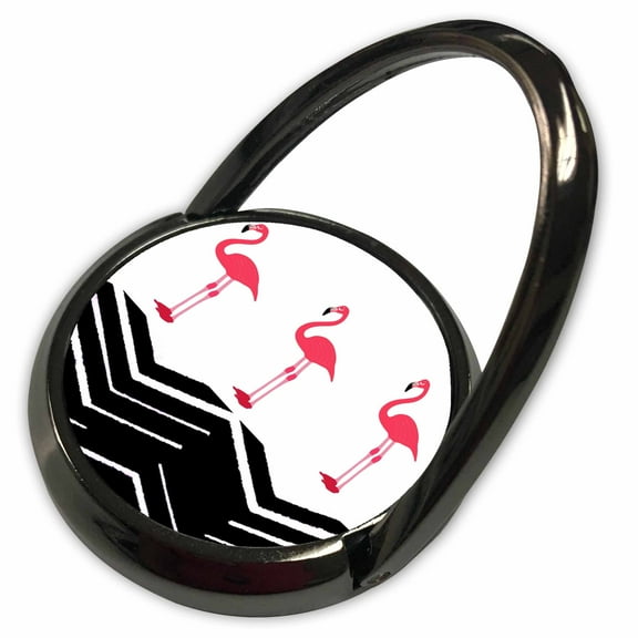 3dRose, Image of Flamingo Repeat On Black White Chevron, Phone Ring