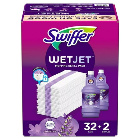 Swiffer WetJet Refill Pack  Lavender (32 Pads + 2 Bottles)