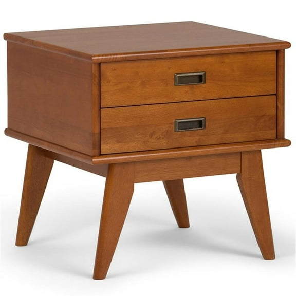 Trent Home 22" W Solid Hardwood Rectangle Modern End Side Table in Teak Brown