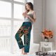 thumbnail image 5 of Balery Owl In Blue Pantalones de pijama para mujer, pijamas ultraligeros, pantalones de estar por casa-Medium, 5 of 6