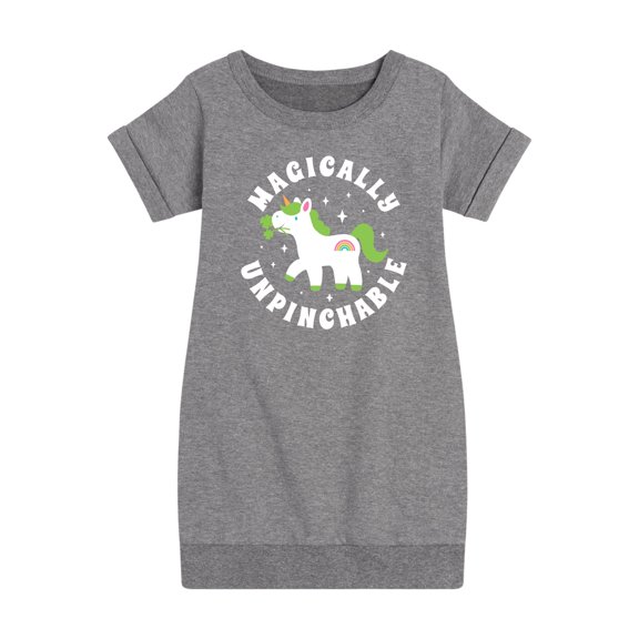 Instant Message - St. Patrick's Day - Magically Unpinchable - Unicorn - Toddler And Youth Girls Fleece Dress