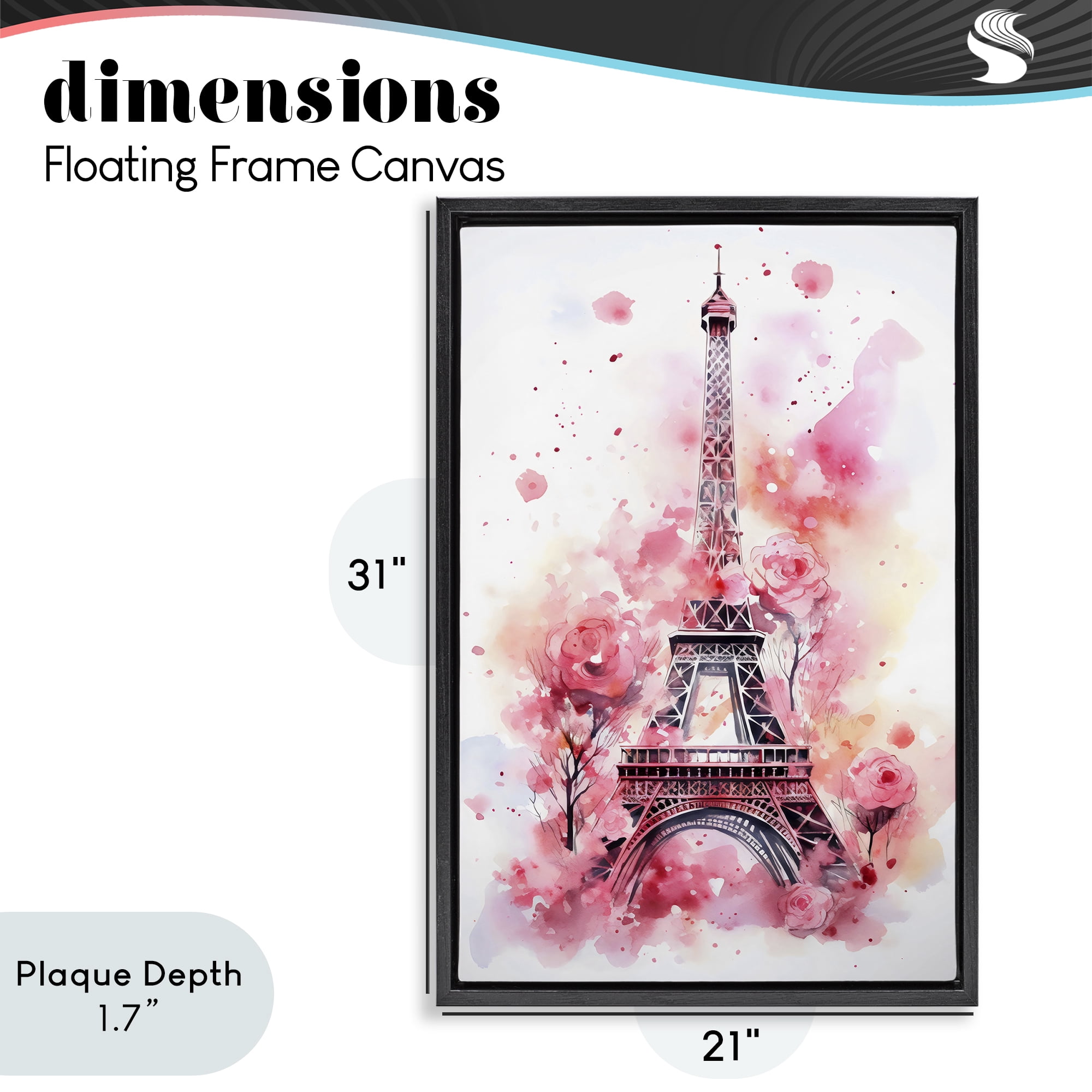 Stupell Industries Eiffel Tower In Roses Black Framed Floater Canvas Wall Art, design by Creative Studio