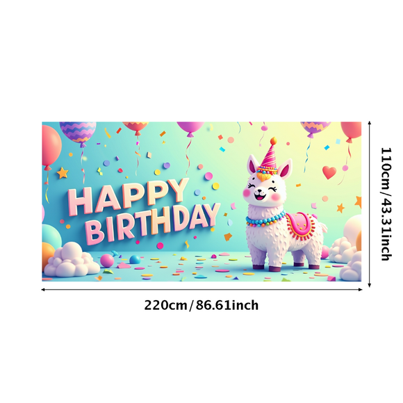 Bannière Colorée « Happy Birthday » avec Décoration de Lama Toile de Fond de Fête Arrière-Plan Fournitures de Fête d'Anniversaire Accessoires de Photographie Décorations Célébration d'Anniversaire Décor d'Événement