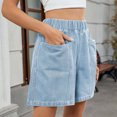 thumbnail image 5 of Levmjia Women Denim Shorts High Waisted with Pockets Stretchy Comfortable Casual Summer Shorts for Women Trendy Fashion Elastic Waist Plus Size Sale, 5 of 5