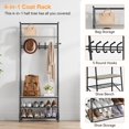 thumbnail image 2 of Hall Tree with Bench – 4-in-1 Rustic Entryway Organizer – 5 Hooks, Shoe Rack & Coat Rack – 200 lb Seat – Space-Saving – MDF & Steel – 70"H, 2 of 5