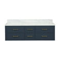 thumbnail image 3 of Castor 60 in W Blue Double Bath Vanity and Carrara Marble Top, 3 of 11