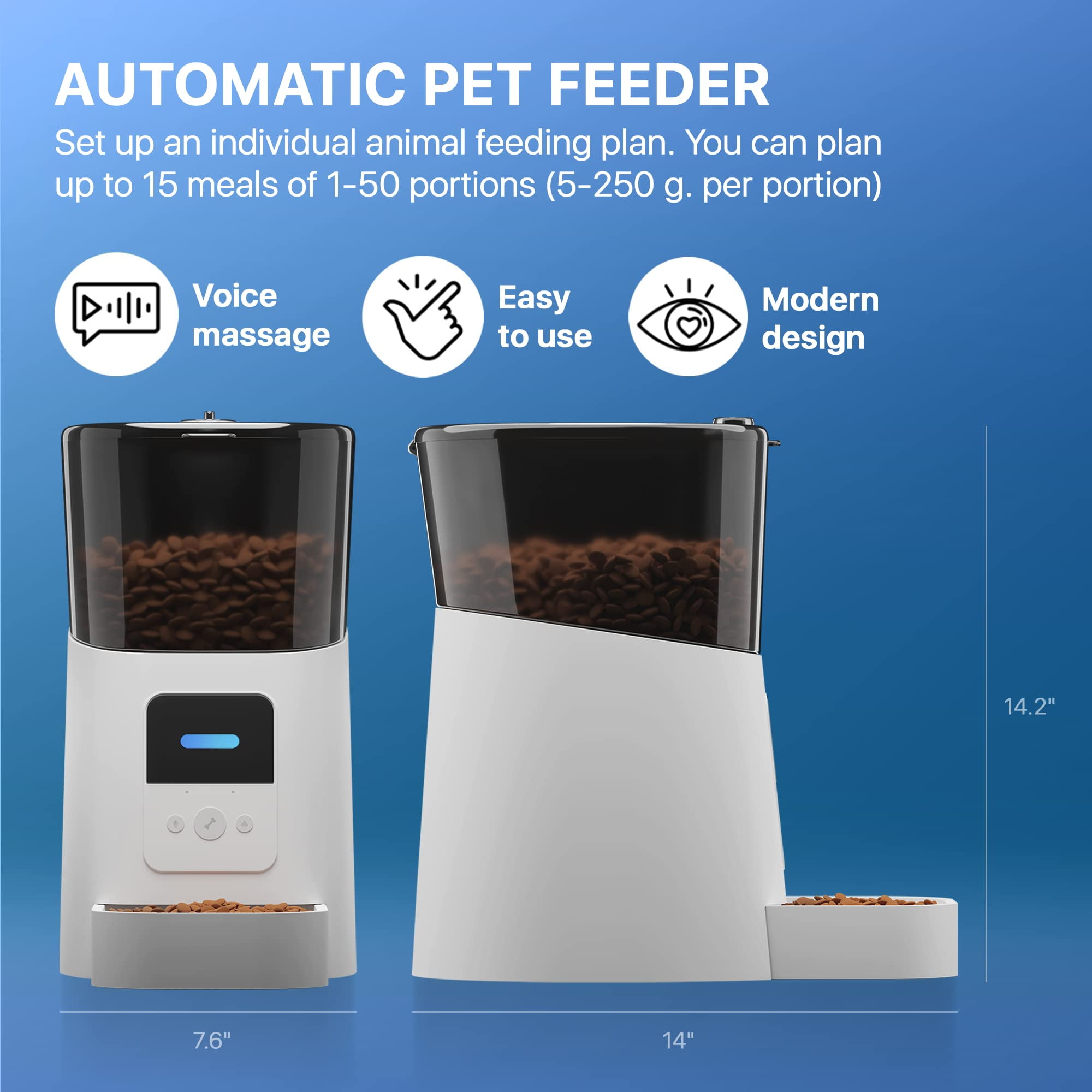 Automatic Cat Feeders with App. 6L Capacity Automatic Cat Food Dispenser with Programmable Timer, Voice Recorder. Wifi Cat Feeder Automatic. Automatic Pet Feeder for Dry Food