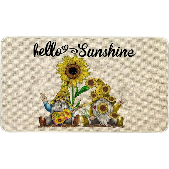 Summer Door Mat 30 X 17 Inch Sunflowers Gnomes Doormat Indoor Outdoor Entrance Floor Mat Non Slip Summer Decor Rubber Welcome Mats