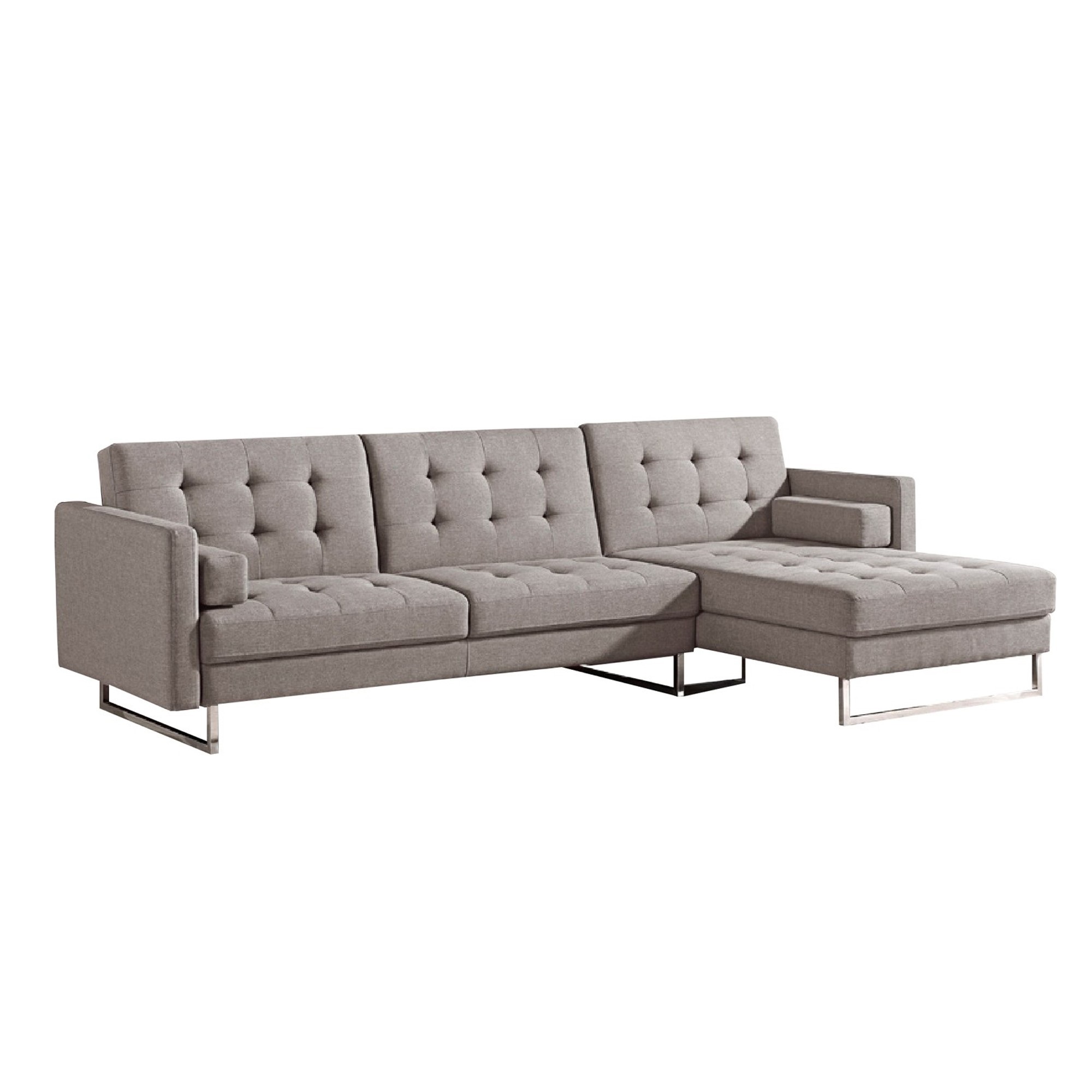 Reno 75 Inch Modern Sectional Sofa Bed, Fabric, Tufted, Metal Base
