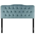 thumbnail image 3 of Contemporary Modern Urban Designer Bedroom King Size Tufted Headboard, Velvet Fabric, Light Blue, 3 of 4