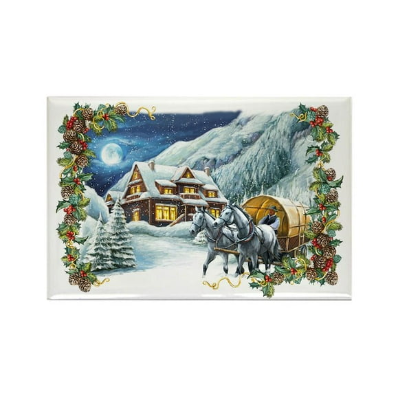 CafePress - Christmas Winter Scene - Rectangle Magnet, 2"x3" Refrigerator Magnet