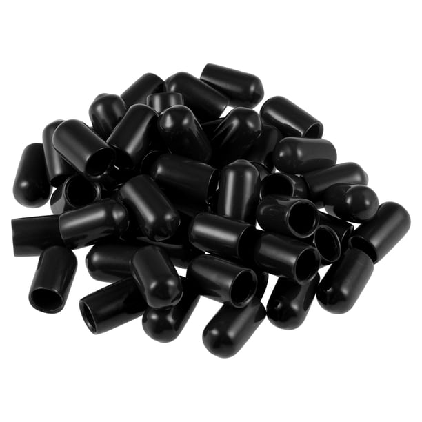 Protectores de rosca de tornillo Unique Bargains 7.5mm ID Tapa Redonda Cubierta Negra de Tubo 50uds