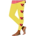 thumbnail image 3 of lcziwo Workout Leggings for Women Trendy Letter Graphic Print Compression Leggings Casual High Waisted Tummy Control Tight Yoga Pants Yellow XL, Back to School Sales, 3 of 7