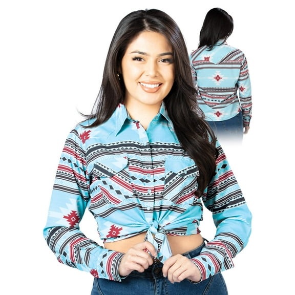 Womens Brown Long Sleeve Western Shirt 44206