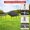 thumbnail image 4 of Kojooin Abri d'Auto Extérieur Robuste, Abri de Garage Portable avec Housse Imperméable Résistante aux UV pour Voiture, Rangement Ou Événements, 4 of 7