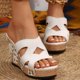 thumbnail image 2 of WILLBEST Sandalias De Plataforma Para Mujer, Sandalias Informales De Tacón Alto Con Pendiente Para Mujer, Sandalias Casuales Huecas Con Botones De Moda, 2 of 9