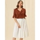 thumbnail image 3 of BluDe ManDe CampaCon Cuello En V Y Volantes PaMujer, BluCampesiDe GaInformal Vintage De Verano Marrón XS, 3 of 6