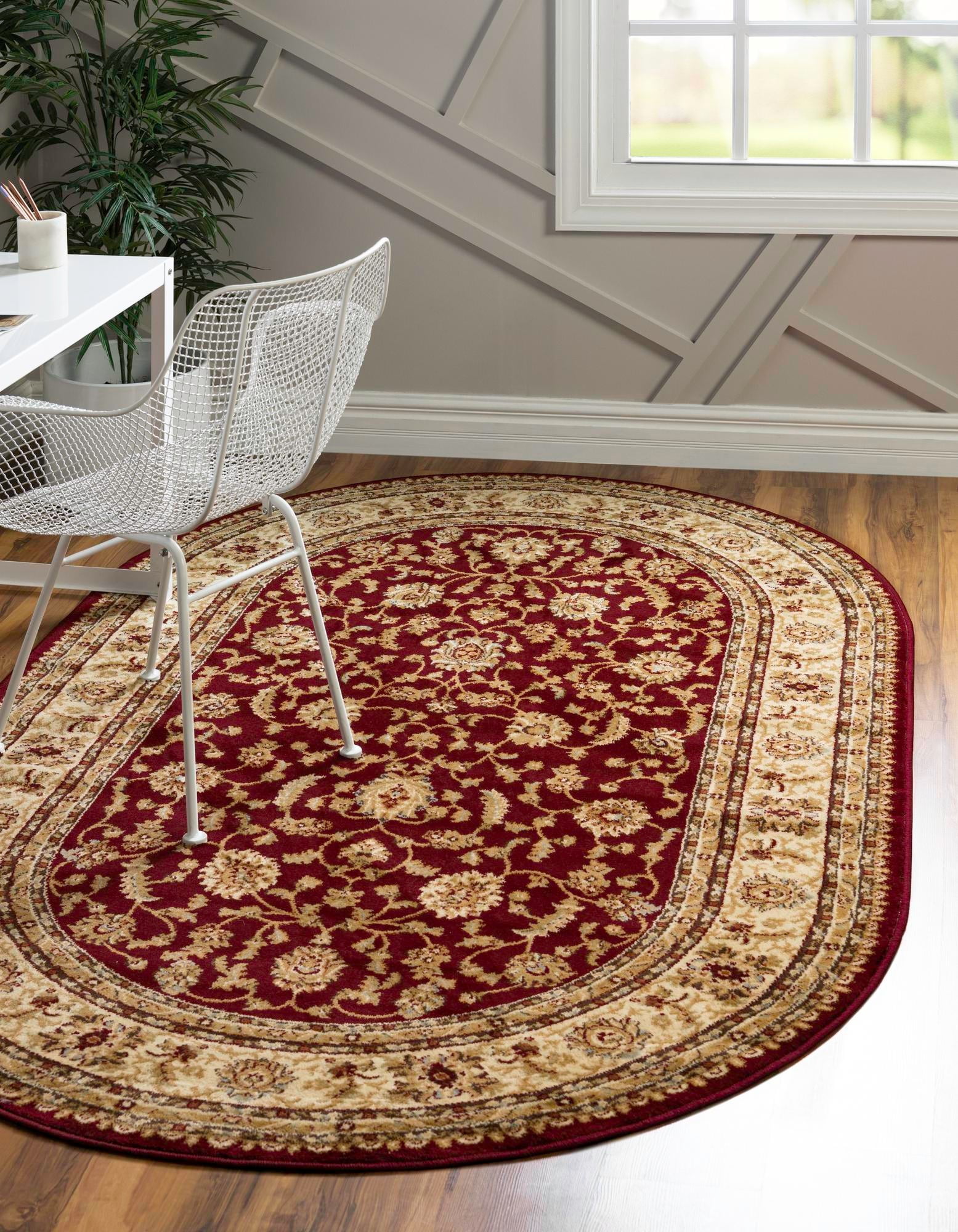 Aditi Collection Rug 4' x 6' Oval Red Low Rug Perfect For