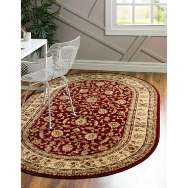Rugs.com Aditi Collection Rug – 7' 10 x 10' Oval Red Low Rug Perfect For Living Rooms, Large Dining Rooms, Open Floorplans