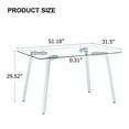 thumbnail image 4 of Dining Tables Glass Dining Table Modern Minimalist Rectangular for 4-6 with 0.31" Tempered Glass Tabletop and plating Metal Legs, Writing Table Desk, for Kitchen Dining Living Room, 51" W x 31"D x 3, 4 of 14