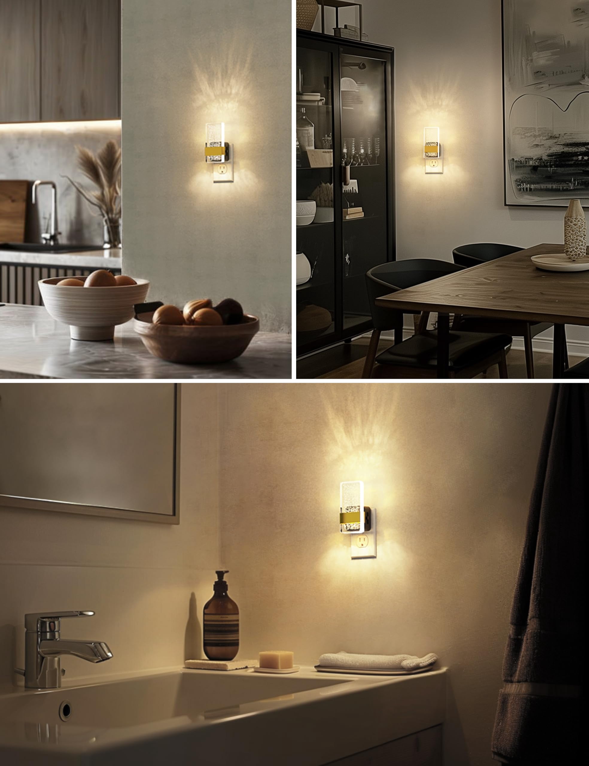 Night Lights Plug Into Wall  2 Pack In Light With Dusk To Dawn Sensor 0-100lm Dimmable Nightlight Sconce-style Design Nightlights For Bathroom Hallway Stairway Gift