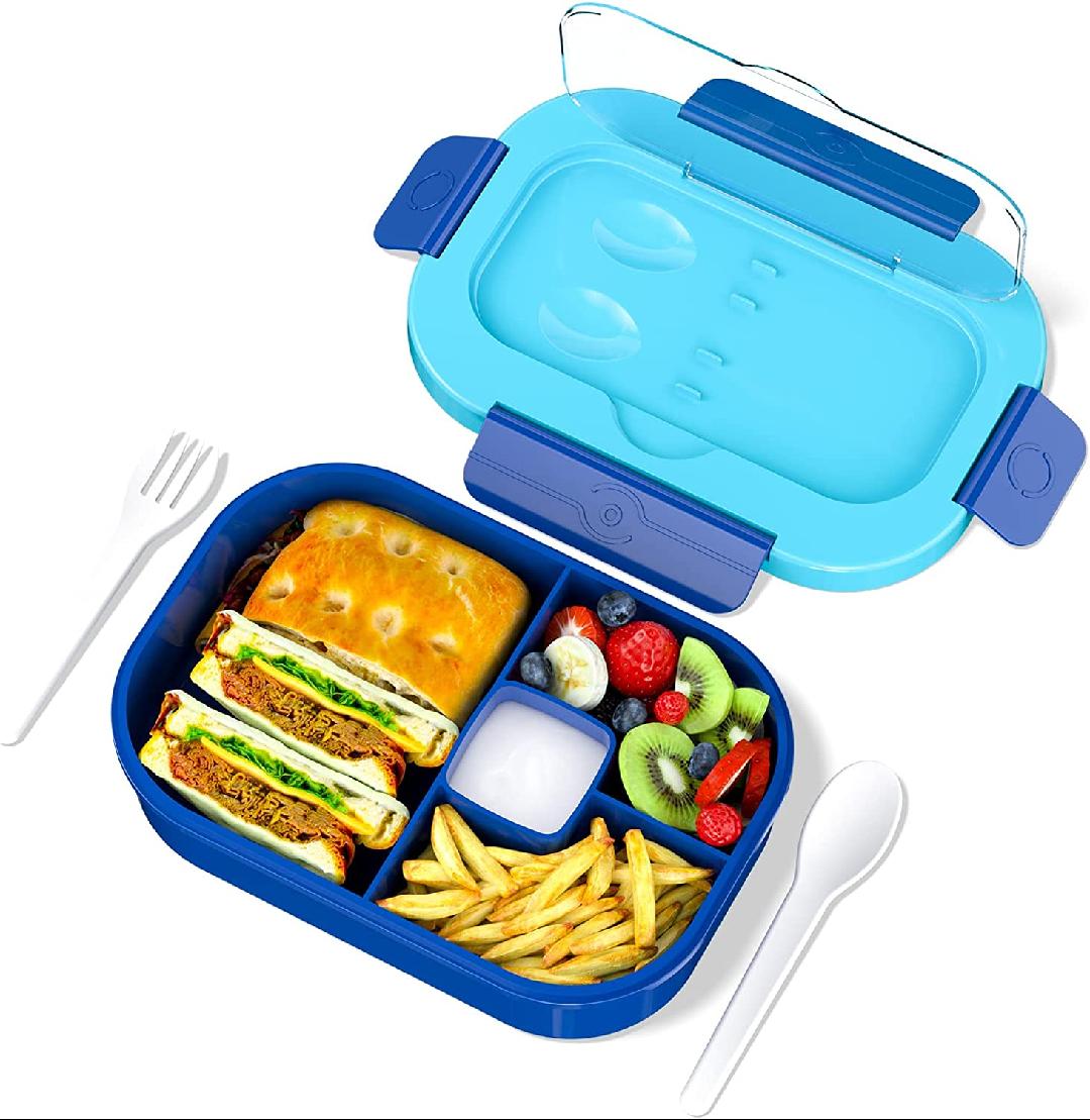 Bento Box for Kids, 1300ML 4 Compartment Bento Lunch Box for Kids with Cutlery, Lunch Box