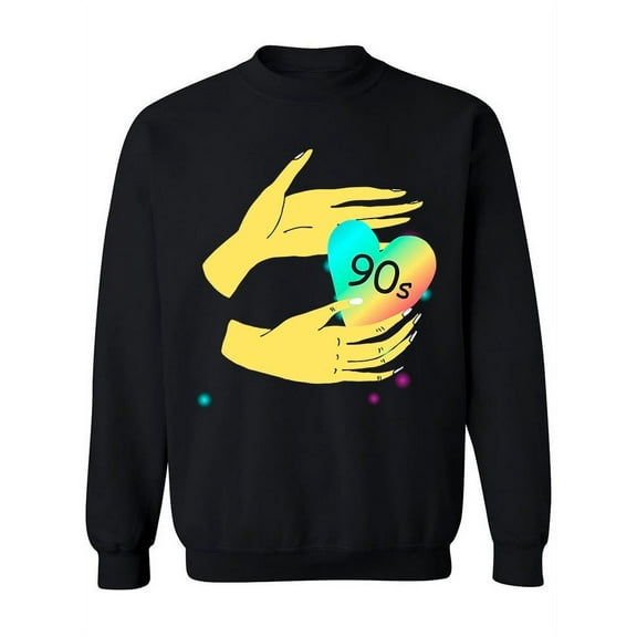Hands And 90's Heart Sweatshirt Women -Image by Shutterstock, Female 3X-Large
