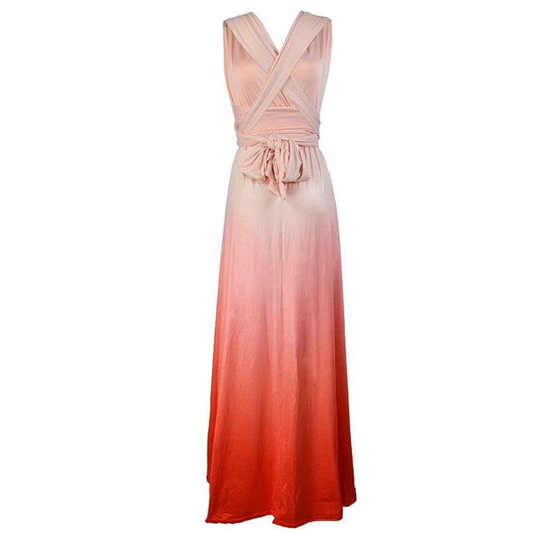 SWSMCLT Women's Maxi Long Transformer Convertible Dresses Homecoming Dress  Wedding Evening Gown Multi Way Wrap Pink Medium - Walmart.com