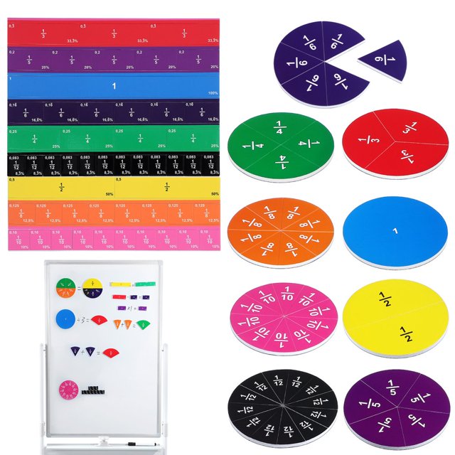 LNGOOR Magnetic Fraction Presenter Math Tiles Games Ceramic Bars Education Toys Manipulatives