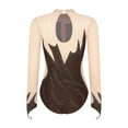 thumbnail image 4 of Alvivi Women Rhinestone Ballet Dance Leotard Gymnastics Bodysuit Figure Skating Performance Costume Dark Brown XXL, 4 of 7