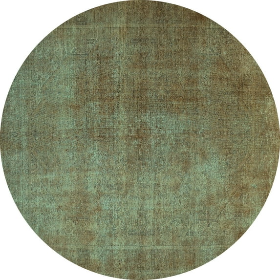 Ahgly Company Machine Washable Indoor Round Persian Turquoise Blue Traditional Area Rugs, 7' Round