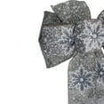 thumbnail image 3 of Northlight 14" x 9" Snowflake 6 Loop Christmas Bow Decoration - 14" x 9" Gray and White, 3 of 5