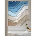 thumbnail image 3 of Blue Brown Sheer Curtains 72 Inch Long 2 Panels, Gradient Abstract Wave Geometric Modern Light Filtering Rod Pocket Semi Sheer Curtains, Sheer Voile Drapes for Living Room Bedroom, 52"x72", 3 of 5