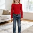 thumbnail image 6 of Hudaneo Girls Long Sleeve Tees Girls' Soft T-Shirts Kids Basic Crewneck T-Shirts Top for Teen Youth Girls, Red 11-12Y, 6 of 7