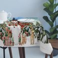 thumbnail image 4 of Teal Christmas Snowman Table Cloth Waterproof Tablecloths, Xmas Tree Snowflake Botanical Tablecloth Dining Table Cover for Kitchen Party Tabletop Outdoor, Rectangle Tablecloth 60x120 Inch, 4 of 9